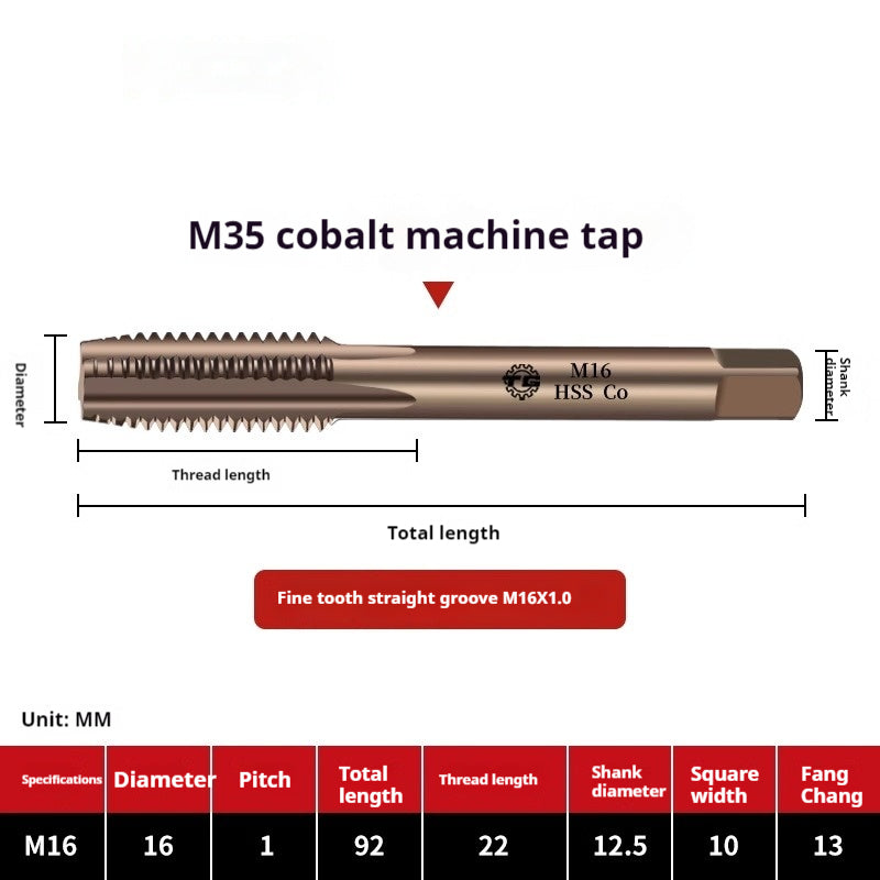 2122-M35 straight groove tap containing cobalt stainless steel, special fine tooth coarse tooth machine, tapping drill bit tool wire Shandong Denso Pricision Tools Co.,Ltd.